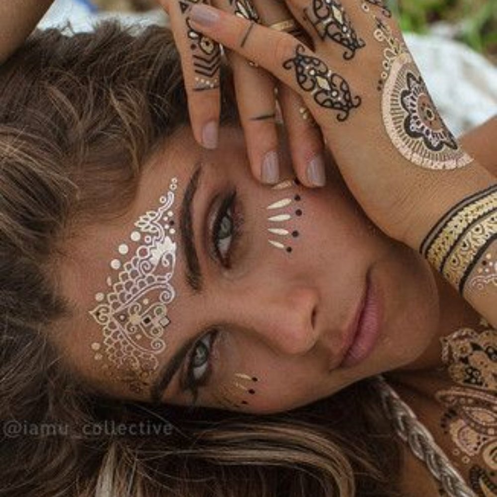 3 sheets Golden Silver Temporary Tattoo - Picture 10 of 15